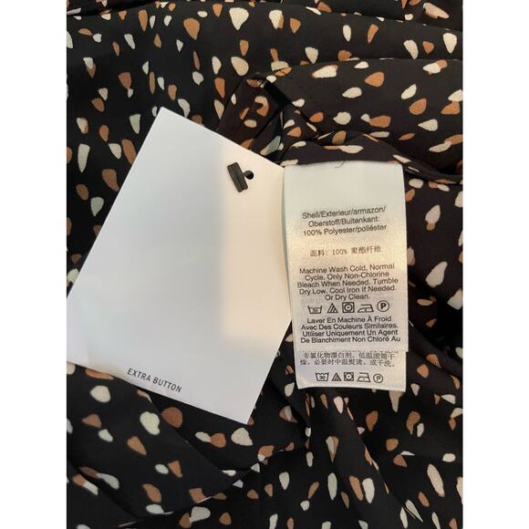 DKNY woman's blouse XL black brown white marks long sleeve 1/2 button front - Picture 5 of 9